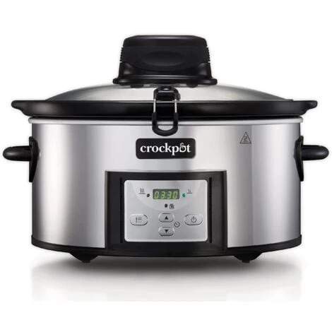 Crock-Pot Slow Cooker Auto Mescolante Digitale E Programmabile, Capacità 5.7 Litri, Adatto Fino A 6 Persone, Argento