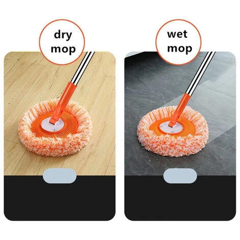 Mocio Per Pulizia Rotante Con Manico Regolabile Mocio Per Pulizia Inerte Per Detergente Per Vetri Per Pavimenti, Soffitti, Pareti Domestiche 1 Pz - immagine 3
