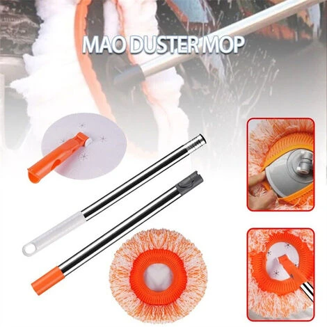 Mocio Per Pulizia Rotante Con Manico Regolabile Mocio Per Pulizia Inerte Per Detergente Per Vetri Per Pavimenti, Soffitti, Pareti Domestiche 1 Pz - immagine 4