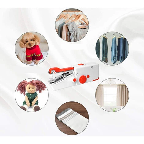 Macchina Da Cucire Portatile Mini Cucitrice Da Viaggio Per Tessuti Taglio Cucito - immagine 2