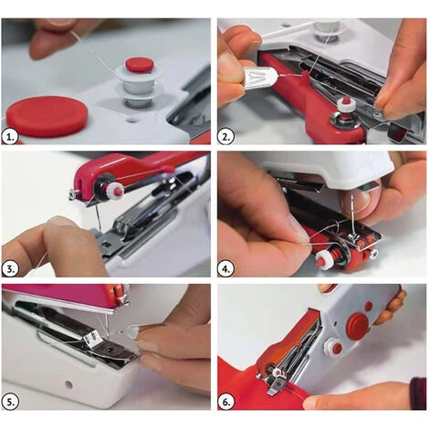 Macchina Da Cucire Portatile Mini Cucitrice Da Viaggio Per Tessuti Taglio Cucito - immagine 4