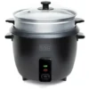 Black & Decker BLACK+DECKER BXRC1800E , Cuociriso, 700W, Capacità 1.8L, Rivestimento Antiaderente, Funzione Di Cottura E Mantenimento In Caldo, Accessorio Per La Cottura A Vapore. Bianco