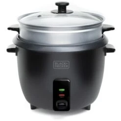 Black & Decker BLACK+DECKER BXRC1800E , Cuociriso, 700W, Capacità 1.8L, Rivestimento Antiaderente, Funzione Di Cottura E Mantenimento In Caldo, Accessorio Per La Cottura A Vapore. Bianco