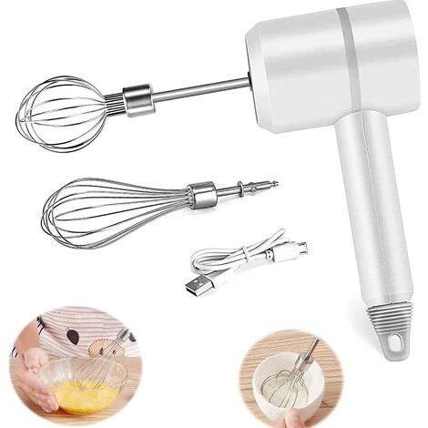 Sbattitore Elettrico, Frullatore Multifunzione A 3 Velocità Ricaricabile USB Senza Fili Con 2 Fruste, Sbattitore Elettrico Portatile Per Proteine Di Crema Pasticcera