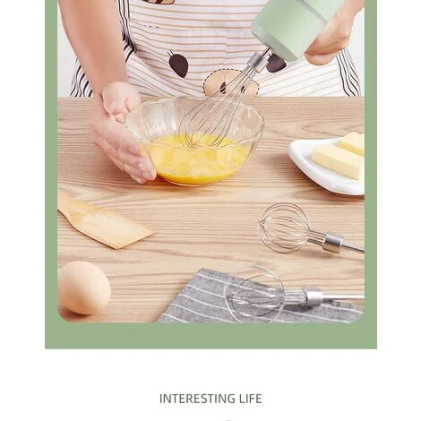 Sbattitore Elettrico, Frullatore Multifunzione A 3 Velocità Ricaricabile USB Senza Fili Con 2 Fruste, Sbattitore Elettrico Portatile Per Proteine Di Crema Pasticcera - immagine 4