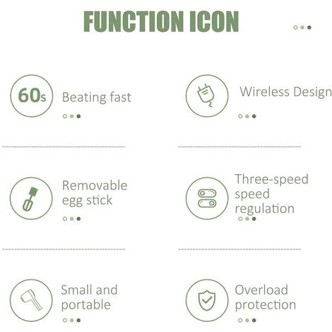 Sbattitore Elettrico, Frullatore Multifunzione A 3 Velocità Ricaricabile USB Senza Fili Con 2 Fruste, Sbattitore Elettrico Portatile Per Proteine Di Crema Pasticcera - immagine 5