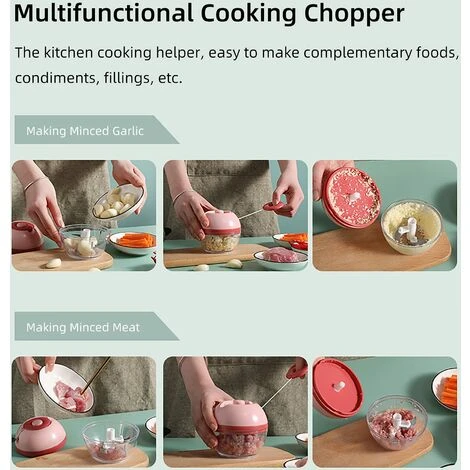 Mini Trita-aglio, Taglierina, Trita-aglio, Frantoio, Spremi-aglio, Tritatutto, Mini Robot Da Cucina, Lame In Acciaio Inossidabile Resistenti E Facili Da Usare, Strumento Ideale Per La Cucina Domestica - immagine 5