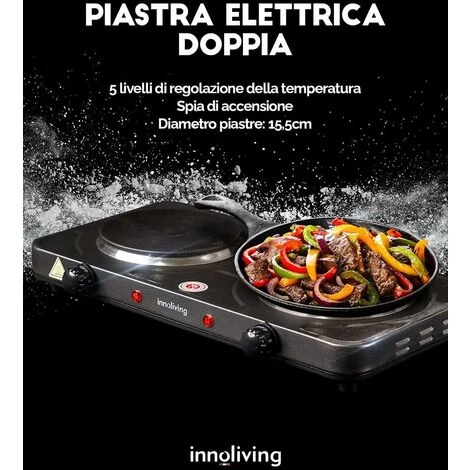 Piastra Elettrica Doppia Per Cucinare 5 Livelli 2000W, Innoliving INN-748 - immagine 2