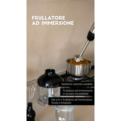 Frullatore Ad Immersione 3in1 Kit, 700W, Accessori In Acciaio Inossidabile, Innoliving INN-698 - immagine 4