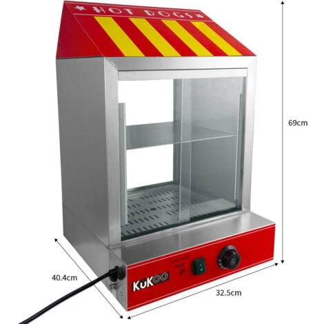 Macchina Per Hot Dog A Vapore Macchina Hot Dog Acciaio Inox Hot Dog Maker 2000W, Capacità: 100 Salsicce, 30 Panini, Intervallo Di Temperatura 30-110 °C, Con Valvola Di Scarico Accessori GRATIS - immagine 5