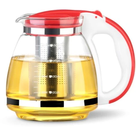 Teiera In Vetro Resistente Al Calore Da 1500 Ml Set Da Tè Cinese Con Filtro Per Infusore Per Tè Fiore Bollitore Per Tè Bollitore Per Caffè Teiera Per Ufficio (nero E Trasparente) - immagine 2