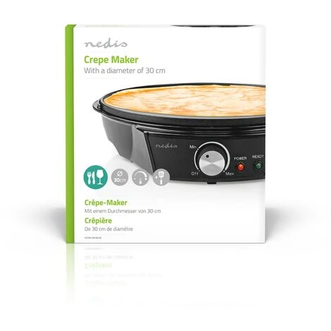 Nedis Creperie Elettrica Diametro: 300 Mm 1200 W Rivestimento Antiaderente Impostazione Della Temperatura Indicatore Luminoso / Spia Nero Metallo - immagine 4