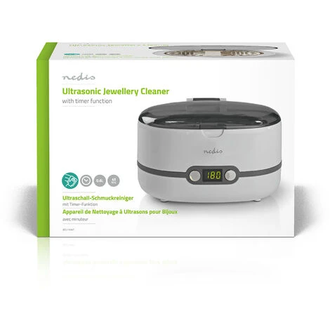 Nedis Pulitore Ultrasonico Dei Gioielli 130 Mm 200 Mm 125 Mm Alimentazione Da Rete 230 V AC 50 Hz Euro / Tipo-C (CEE 7/16) Bianco Plastica - immagine 4