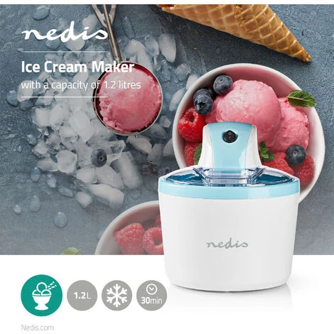 Nedis Gelatiera 1.2 L Bianco / Blu Alluminio / Plastica - immagine 2