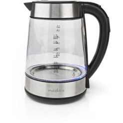 Nedis Bollitore Elettrico 1.7 L Vetro Trasparente 60,70,80,90,100 °C Indicatore Di Temperatura Ruotabile Di 360 Gradi Elemento Riscaldante Nascosto Controller Strix® Protezione Da Bollitura A