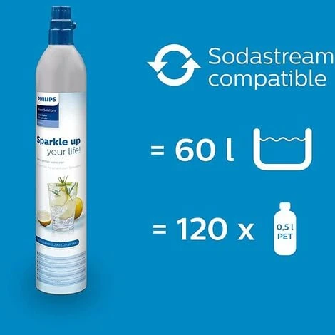 Philips Water Bombola CO2 Da 425g Per Gasatori D'Acqua Fino A 60 Litri Di Acqua Frizzante Offerta 3 Cilindri - immagine 4