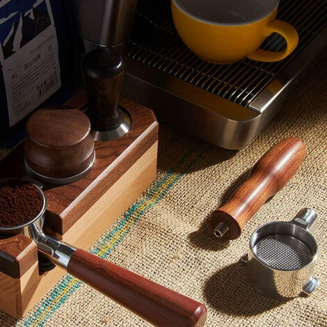 51mm Bottomless Portafilter Coffee Bottomless Compatible With DeLonghi Espresso Machine EC680 And EC685 Rosewood Handle (Filter Basket Included, Two Ears) - immagine 2