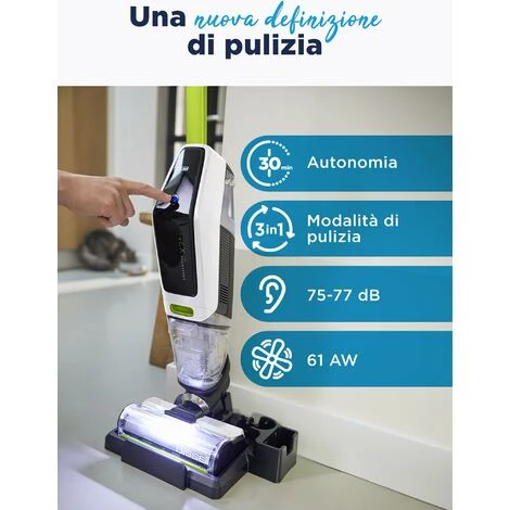 BISSELL CrossWave X7 Plus Cordless Pet Pulitore Multi-Superficie 3-in-1 Lavapavimenti E Aspirapolvere Modalità Turbo Per Peli Di Animali Domestici Tecnologia A Doppio Serbatoio 75dB 3479N - immagine 3