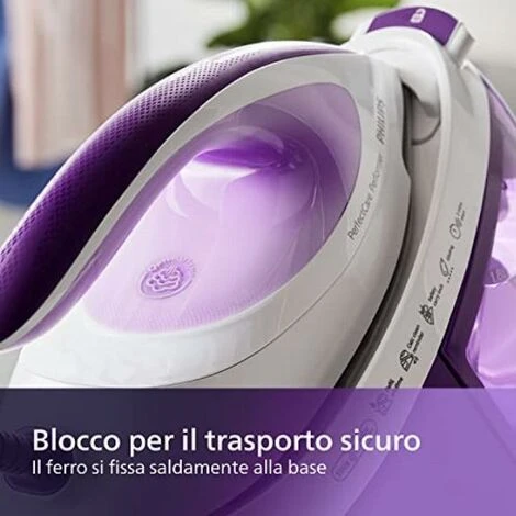 Philips PerfectCare Performer Ferro Da Stiro Con Caldaia- 2600W, Colpo Di Vapore 450g, Pressione 6,5 Bar, Tecnologia OptimalTEMP, Serbatoio 1,8 L, Viola/Bianco (GC8752/30) - immagine 5
