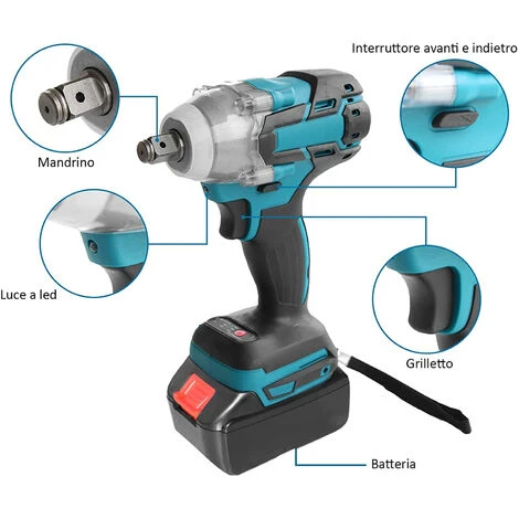 Trapano Avvitatore A Doppia Batteria Ad Impulsi Litio 20V Con Valigetta POB-280 - immagine 4