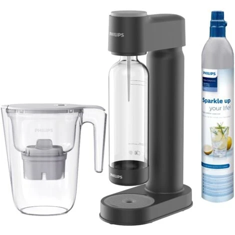 Philips Water Kit Completo Gasatore GoZero Colore Nero + Caraffa Filtrante Da 2,6 Litri