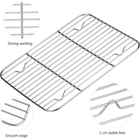 MINKUROW Teglia Da Forno + Griglia Di Raffreddamento, 26,5 X 20 X 2,5 Cm Teglia Da Forno Universale In Acciaio Inossidabile Teglia Da Forno Rettangolare - immagine 4
