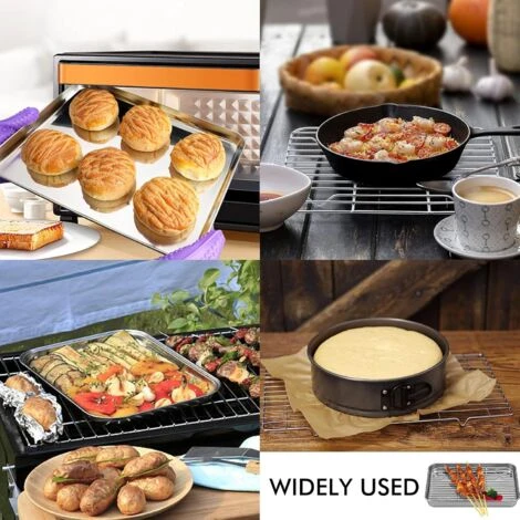 MINKUROW Teglia Da Forno + Griglia Di Raffreddamento, 26,5 X 20 X 2,5 Cm Teglia Da Forno Universale In Acciaio Inossidabile Teglia Da Forno Rettangolare - immagine 5