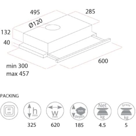Cappa Sottopensile Slim 60 Inox 1 Motore Samet - immagine 2
