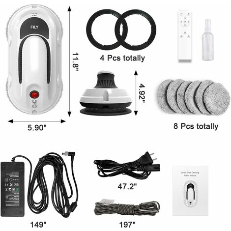 S1PRO 5000PA Robot Per La Pulizia Delle Finestre Con App One-Key Start E Telecomando, Strumento Per La Pulizia Delle Finestre Per Finestre Alte Interne Ed Esterne, Vetro/piastrelle - immagine 2