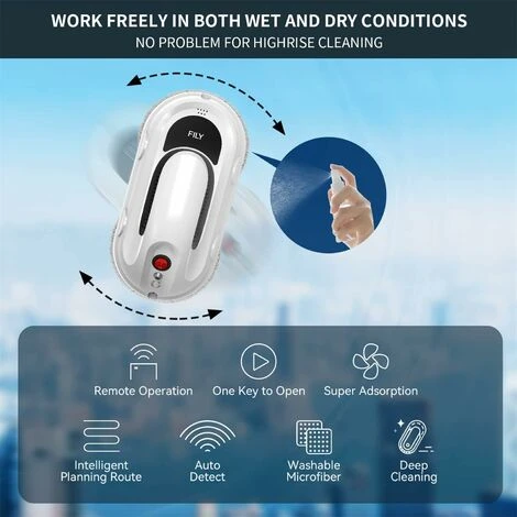 S1PRO 5000PA Robot Per La Pulizia Delle Finestre Con App One-Key Start E Telecomando, Strumento Per La Pulizia Delle Finestre Per Finestre Alte Interne Ed Esterne, Vetro/piastrelle - immagine 3