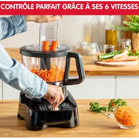Moulinex FP8218 Double Force Robot Da Cucina Multifunzione All-in-One, 3L, 1000W, 6 Velocità, 8 Accessori, 28 Funzioni, Robot Frullatore E Tritatutto Per Affettare, Impastare, Grattugiare, Emulsionare - immagine 4