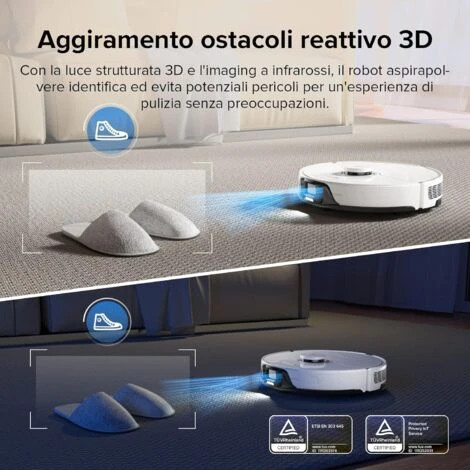 Roborock S8 Robot Aspirapolvere Con Doppia Spazzola & Aspirazione 6000Pa & Aspirapolvere Robot 3D Per Evitare Ostacoli E Scopa Compatibile Con Alexa Per Peli Di Animali Domestici (Aggiornamento S7) - immagine 5