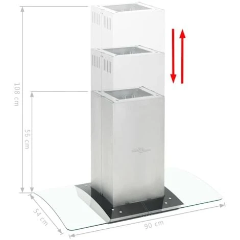 Cappa A Isola 90 Cm Acciaio Inossidabile 756 M³/h LED VidaXL - immagine 3