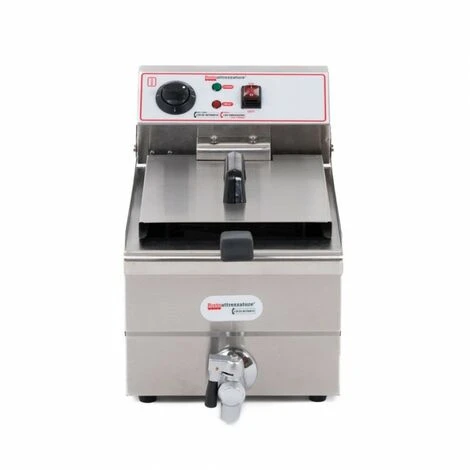 Friggitrice Elettrica Professionale 10 Litri Singola Vasca Con Scarico In Acciaio Inox Per Pub Bar Da Banco - immagine 2