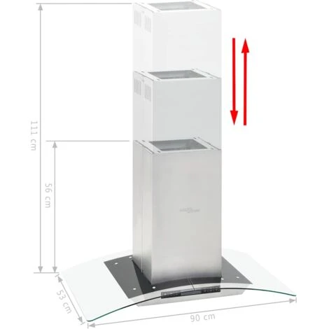 Cappa A Isola 90cm Con Display LCD E Sensore Touch 756 M³/h LED VidaXL - immagine 3
