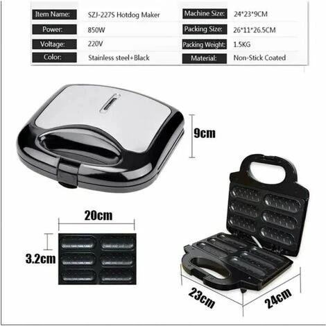 Casseruola Da Cucina Macchina Per Hot Dog Elettrica Corn Dog Waffle Maker Macchina Per Salsicce Cuocere Antiaderente 6 Hot Dog Contemporaneamente Cucinare BBQ Grill - immagine 2