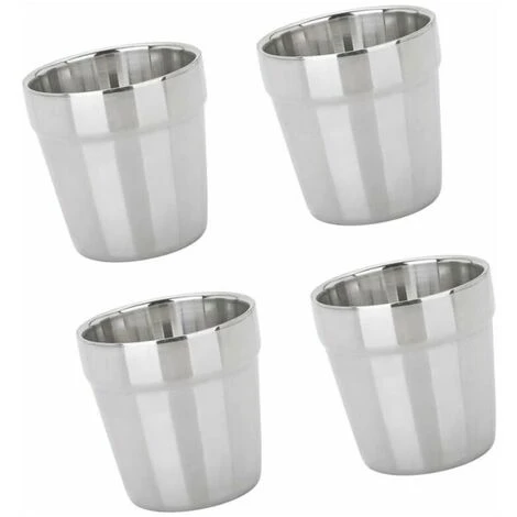 Tazza Moderna In Acciaio Inossidabile, Tazza Da Caffè, Boccale Da Birra, 4 Pezzi, - immagine 2