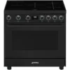 Smeg C91IEA9 Estetica Mista Cucina Con Piano A Induzione E Forno Elettrico Termoventilato 5 Zone Classe Energetica A 90x60 Cm Antracite