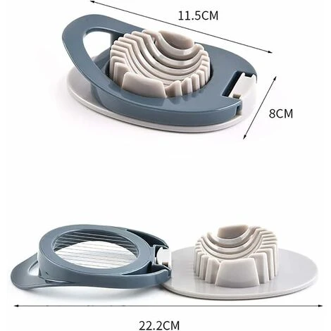 Uova Tagliate, Coltello Per Uova Tagliate A Pomodoro Combinazione Di Funghi Affettatrice Per Uova Utensile Da Cucina (Grigio Nordico Blu) - immagine 3