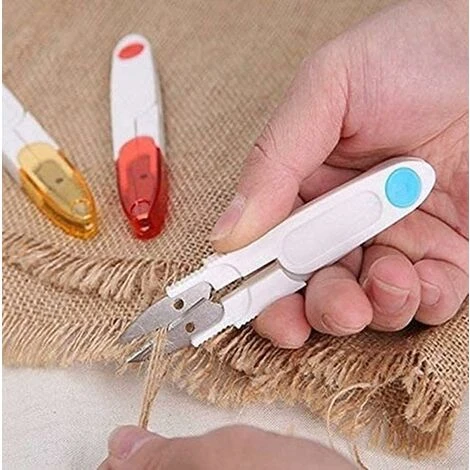 Macchina Per Tagliare Il Filo Da Cucire, 4 Forbici Da Cucire In Plastica Con Copertura A U Con Macchina Per Tagliare Il Filo Da Cucire, Per Cucire Ricami Personalizzati Fai-da-te 4 Pezzi (rosso, Viola - immagine 2