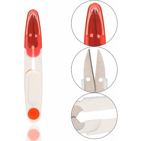 Macchina Per Tagliare Il Filo Da Cucire, 4 Forbici Da Cucire In Plastica Con Copertura A U Con Macchina Per Tagliare Il Filo Da Cucire, Per Cucire Ricami Personalizzati Fai-da-te 4 Pezzi (rosso, Viola - immagine 4