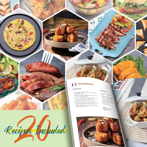 Aigostar White Cube - Friggitrice Ad Aria 7L 1900W, Friggitrice Senza Oilo 5-in-1, 7 Funzioni Preimpostate Con Schermo LED Cestello Removibile Anti Aderente, Mantenimento Calore, 20 Ricette Senza BPA - immagine 2