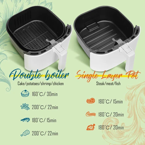 Aigostar White Cube - Friggitrice Ad Aria 7L 1900W, Friggitrice Senza Oilo 5-in-1, 7 Funzioni Preimpostate Con Schermo LED Cestello Removibile Anti Aderente, Mantenimento Calore, 20 Ricette Senza BPA - immagine 5
