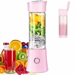 Frullatore Portatile Per Succhi, Frappè, Spremiagrumi Per Frutta E Verdura, Frullatore, 480 Ml, Senza BPA, Mini Frullatore Per Frullati USB, 100 W, Regalo Di Natale In Famiglia (rosa)