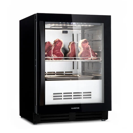 Klarstein Armadio Di Stagionatura Per La Carne - Steakhouse Pro 98 Onyx, 1 Zona, 98 L, 1-25 °C, Touch, Finestra Panoramica