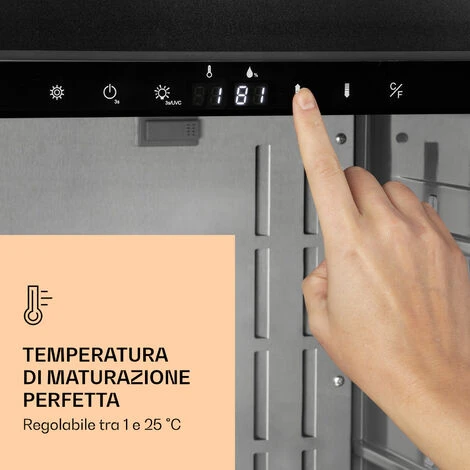 Klarstein Armadio Di Stagionatura Per La Carne - Steakhouse Pro 98 Onyx, 1 Zona, 98 L, 1-25 °C, Touch, Finestra Panoramica - immagine 4