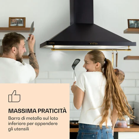 Klarstein Montblanc 90 - Cappa Aspirante, 610 M³/h, 165 W, 2 X 1,5 W, LED, Barra Per Utensili - immagine 2