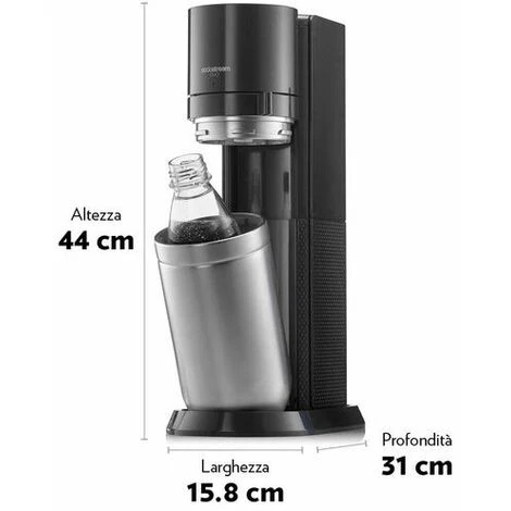 Gasatore Acqua Sodastream Duo Nero Con Doppia Bottiglia In Vetro E PET - 2270148 - immagine 4