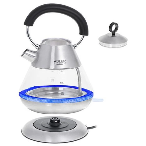 Bollitore Elettrico AD1282 2200W 1,5L In Vetro E Acciaio Colore Bianco Adler Europe - immagine 5