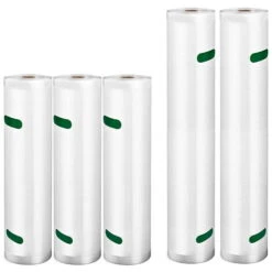 Sacchetti Sottovuoto Per Alimenti Trasparenti 3 Rotoli 20x300cm + 2 Rotoli 28x300cm Camry